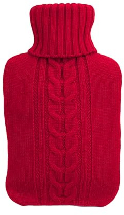 PACKOVE Housse Tricotée pour Bouillotte 2l en Acrylique Rouge, Protège la Peau, Soulage Rapidement les Douleurs, pour Famille et Amis