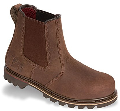 V12 Rawhide Chelsea Boots for Men - Steel Toe Cap Boots with Heat-Resistant Sole & Pierce-Resistant Midsole - Brown, Size UK 8