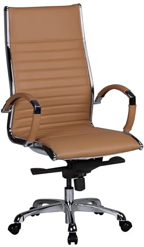 Amstyle Bürostuhl Salzburg 1 Bezug Echtleder Caramel Schreibtischstuhl XXL 120kg Chefsessel höhenverstellbar Drehstuhl