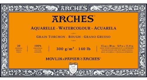 Arches Watercolor Paper Block, Rough, 5.9 x 11.8, 140 pound