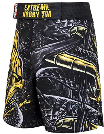 Extreme Hobby Athletic Kurze Hosen für Kinder Bone Crusher, Shorts Jungen Trainingshose Mädchen Schnell Trocknend Sporthose Kickboxen MMA Muay Thai Größe 128