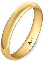 Amberta Allure Fede Nuziale in Oro Giallo 9Ct Unisex: Spessore 3.5 mm - Misura 24