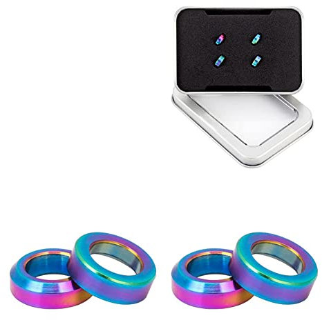 2 Paar Fahrrad Headset Spacer,Fahrradsteuersatz Abstandshalter TC4 Titanium Bremse Schraube Unterlegscheiben Spacer M6 Konkav Konvex Ausgleichsscheibe für Mountainbike Fahrrad