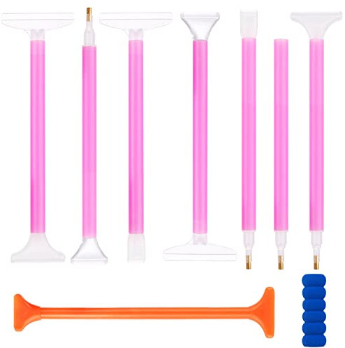 TIESOME 9 Stück Diamond Paint Stift Set, 5D Diamond Paint Zubehör Stift, Diamond Paint Pen DIY Diamant Malerei Stift Zubehör für Diamantmalerei (Pink)