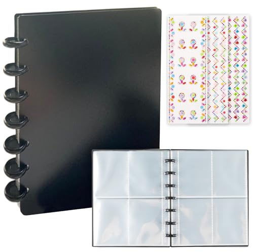 Kpop Binder A5 - 20Pcs 3 Inch Inner Clear Sleeves Pages - Idol Photo Album & Business Card Holder - Protects 160 Cards (Black)