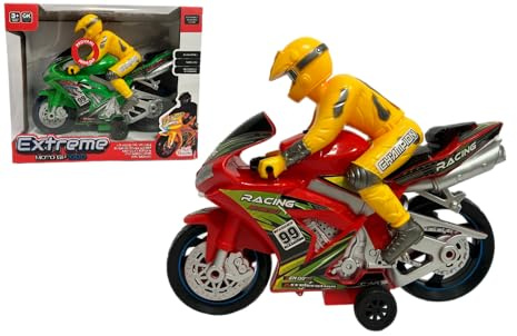 Generico Moto Giocattolo Luci e Suoni Reali Moto con Pilota Grande da Corsa a Frizione Super Racing Motorcycle Motocicletta Giocattolo da Strada Sportiva Giocattolo,colori assortiti