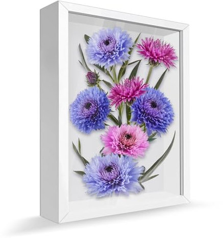 YJSDDNTY Suvenirs - Cornice portafoto profonda da riempire, 23 x 32 cm, 3D, 3 cm, ideale come regalo per foto, collage e bouquet da sposa, colore: bianco