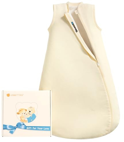 usbettas Baby Sleep Sack 6-12 Months, 1.0 Tog Supersoft Thermostatic Cotton Toddler Sleeping Sack for Babies Infant, 2-Way Zipper Baby Wearable Blanket for All Season