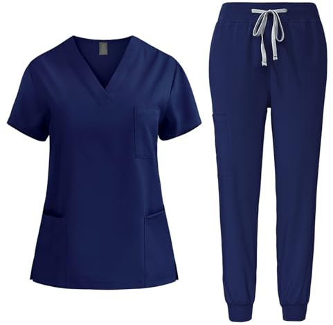 Saxrel Beauty Uniforms Medical Scrubs Set Ladies Loungewear Sets Uk Women Summer Casual Pants Nursing Uniforms Womens Summer Tracksuits Women'S Casual Suit Ladies Jogging Suits Uniform Scrub Set