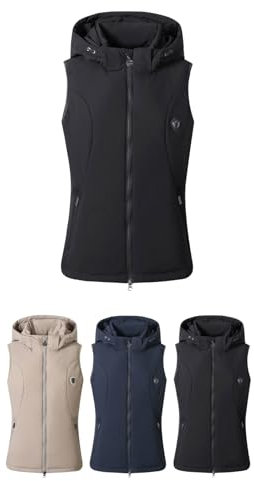 Covalliero - Damen Reitweste – Weste mit abnehmbarer Kapuze – Sportweste aus Polyester – Damenweste mit 2 Taschen & 2-Wege-Reißverschluss – Reitbekleidung in Schwarz – Größe XS
