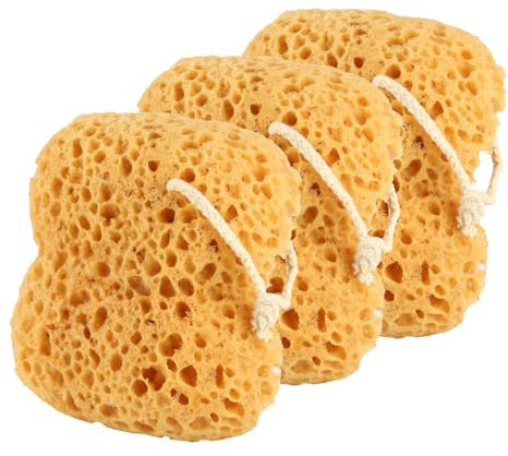 3 Pz Spugna Pulizia Auto Esfoliante, Spugne Pulizia Auto Corpo, Spugne da Pulizia Auto Ultra Morbide Naturale per Donna e Uomo, Spugna a Nido d'ape con Schiuma Densa (13,5 x 12,5 x 6,5 cm)