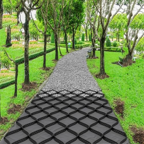 Griglia stabilizzatrice per Rocce da Giardino per marciapiedi, Griglie di stabilizzazione per Ghiaia Antiscivolo da 16 a 33 Piedi, profondità di 11 Pollici per riempimenti di Granito/Terra/Sabbia