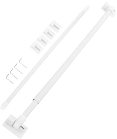 Toyvian 2 Piezas Barra para Cortinas Pequeña Extensible de Plástico con Gancho Adhesivo Ajustable para Visillos y Baños Fácil Instalación sin Taladro de Unidades
