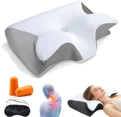 Générique Oreiller Apnée du Sommeil,Oreiller Ergonomique,Coussin Ergonomique Cervical Mémoire De Forme pour Dormeurs De Côté, De Dos Et sur Le Ventre (Gris)