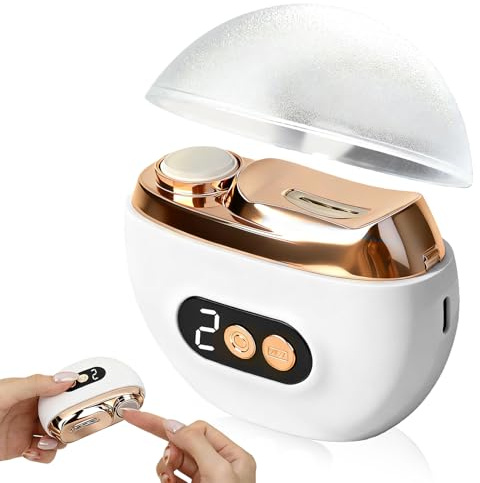 Swiftctrl Coupe Ongle Electrique 3 en 1, Rechargeable USB Coupe-Ongles Automatique avec 3 Vitesses, Polissage Lumière LED
