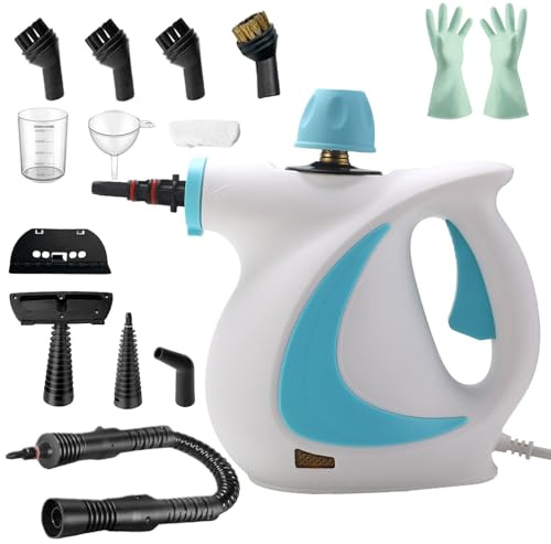Vaporyx Limpiadora Profesional, Vaporix Pro - Limpiador Desinfectante a Vapor 10 en 1, Limpiador a Vapor de Mano a Presión, Presión de 3,2 Bares con 12 Accesorios para el Hogar (Azul)