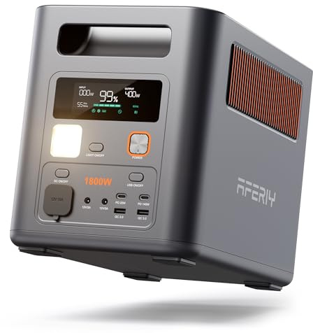 AFERIY P180Pro Power Station 1800W 1024Wh LiFePO4 Espandibile fino 5120Wh Ricarica Rapida Centrale Elettrica Portatile Generatore Solare per Casa Campeggio Accumulatore di Energia UPS Emergenze APP