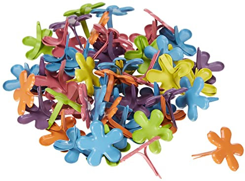 Rayher Brads Blume, 12 mm ø, Farben gemischt, Blisterbox 50 Stück, Mini-Brads für Scrapbooking und zum Basteln, Musterklammern, Spreizklammern, 7835549