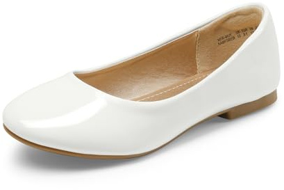 DREAM PAIRS ballerinaskor för flickor, Vit patch, 28.5 EU