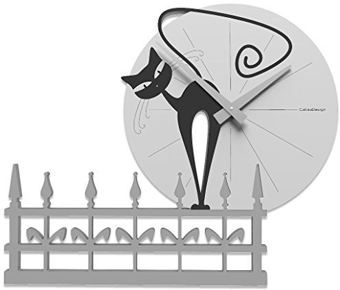 CalleaDesign Romantische Katze Wanduhr schwarz