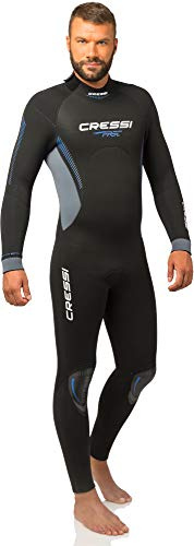 Cressi Fast 7 mm Men's Monopiece Wetsuits, Black/Blue, 7 mm, M
