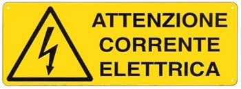 NEW CARTELLO SEGNALETICO UNI - attenzione corrente elettrica - Adesivo Extra Resistente, Pannello in Forex, Pannello In Alluminio (ADESIVO 30X12 CM)