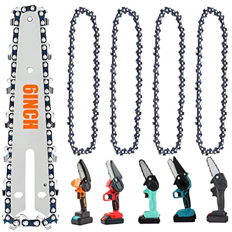 Sporgo Cadena Motosierra, 4 piezas Motosierra Cadena 6 Pulgadas Cadena de Motosierra, Cadena de Sierra para Todas las Barras de 6 Motosierra