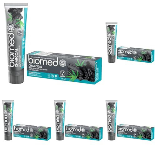 Biomed Triple Charcoal 98% Natural Whitening Toothpaste | Gum Care, Bamboo Charcoal | Vegan, SLES Free 100g (Pack of 5)