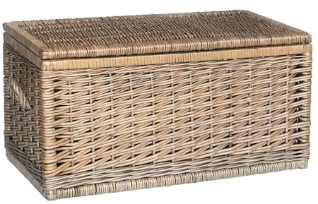 Arthur Cameron - Rapallo Deluxe Large Storage Basket with Lid, Hand-Crafted Double-Weave Wicker Storage Chest, Trunk, Wicker Basket, Storage Box (Antique Wash, Extra Large)