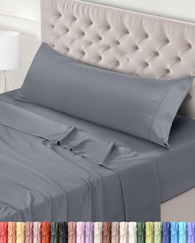 Utopia Bedding Juego de Sabanas 3 Piezas 150x200 - Poliéster Microfibra Cepillada - Oeko-Tex Certificado - Sábana Bajera, Sábana Plana y 1 Funda de Almohada 45x170 (Cama 150, Gris)
