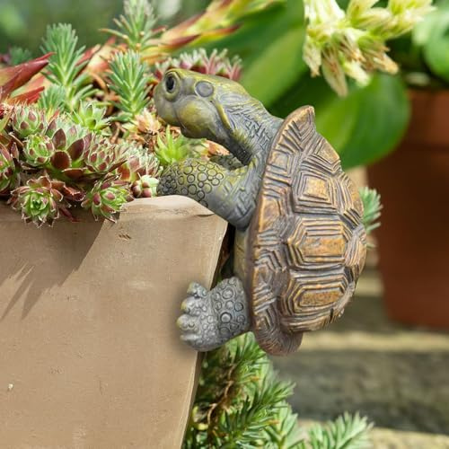 Mini figurine de tortue décorative - Tortue créative à suspendre - Décoration de jardin pour l'extérieur - Résistante aux intempéries - Statue en résine pour fontaine et bassin