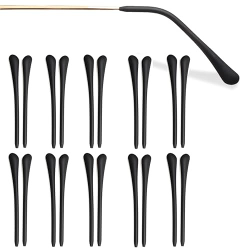 AFCJLTO 10Paires Housses en Silicone pour Branches de Lunettes, Antidérapantes, protections antidérapantes en silicone pour bras de lunettes, Accessoires de Remplacement pour Lunettes aux Jambes, noir