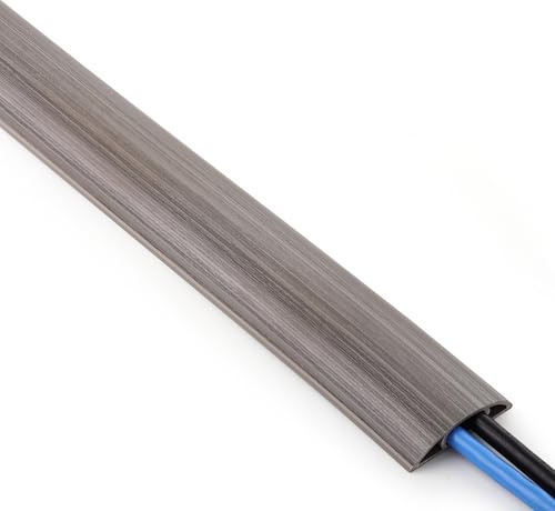 ZhiYo 10ft Floor Cord Cover, Cable Cavity 0.6 W x 0.3 H, Grey Oak Wood