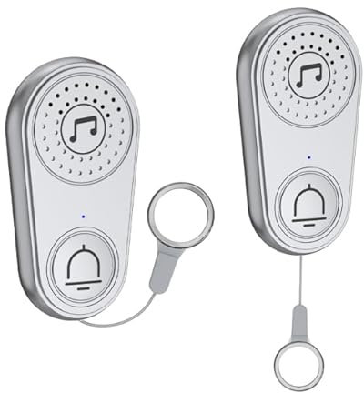 Pumwoy 2 Pezzi Pulsante di Emergenza per Anziani 80M, Campanello per Anziani 5 Livelli di Volume 38 Suonerie, Wireless Pulsante di Chiamata Cercapersone Caregiver, Salvavita Anziani per Casa, Ospedale