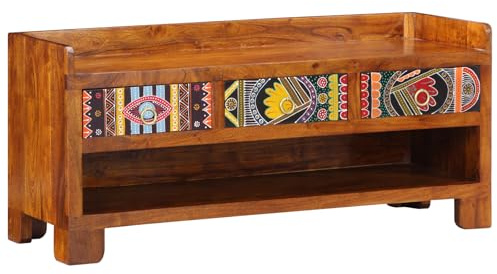 Teenpull Robusta scarpiera in legno massello di mango, versatile panchina con spazio di archiviazione, pratico organizer per scarpe per l'ingresso, ideale come scarpiera intelligente.