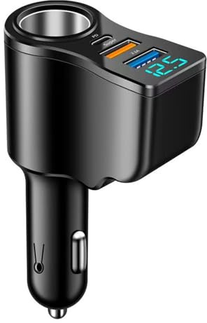 Sdoppiatore Accendisigari Auto, 4 in 1 66W Sdoppiatore Accendisigari Auto, Accendisigari USB, 30W PD + 2 USB 3.0 Ports, per iPhone, Samsung, Galaxy, Huawei, GPS, Dash Cam