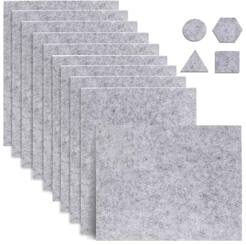 TranRantic 10Pcs Felt Furniture Pads, (16×20cm, 4mm) Floor Protectors for Furniture Legs, Self-Adhesive Felt Pads for Furniture Feet, Arbitrary Cutting, Chair Pad Protectors for Table Bed Leg (Grey)