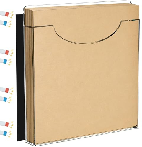 Magnetic Parchment Paper Holder – Clear Acrylic Wax & Deli Paper Organizer for Cabinet Door, Parchment Paper Storage for Kitchen & Bakery (Fits 9x13 in Sheets)