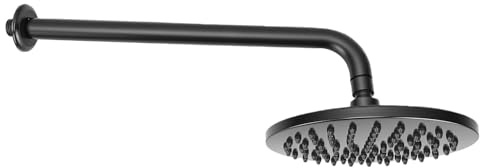 Luocute Cabezal de Ducha Redondo Tipo Lluvia, Cabezal de Ducha Negro Montado en la Pared con Boquilla de Silicona Anticalcificación y Brazo Ajustable de 90 Grados, para Baño de Hotel en