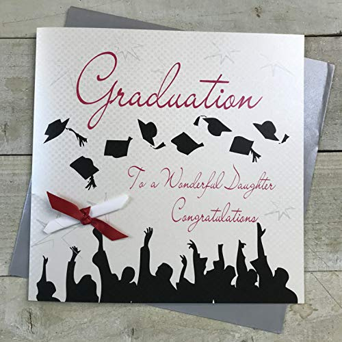 Vita bomullskort stor rull, underbar dotter handgjord examenskort, XWB98d