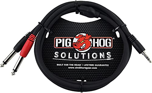 Pig Hog PB-S3410 3.5 mm Stereo to Dual 1/4 Mono (Male) Stereo Breakout Cable, 10 Feet