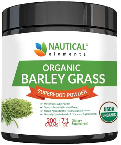Barley Grass Powder - USDA Certified Organic Barley Grass Powder - Non-GMO, Vegan, and Non-Irradiated - Rich In Antioxidants, Protein, Fiber, Minerals, Chlorophyll, Amino Acids and Protein - 200 Grams