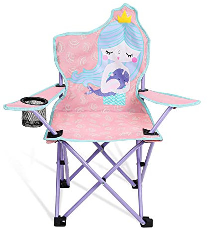 KABOER Kids Outdoor Folding Lawn and Camping Chair with Cup Holder and Carrying Bag, Children's Camping Chairs for Outdoor Beach Travel (Pink)