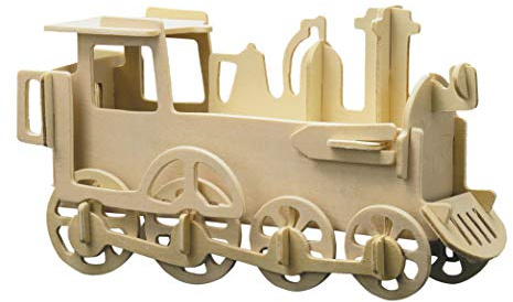 Pebaro 850/1 Kit de construction en bois Locomotive, puzzle 3D, kit de modélisme, bricolage avec bois, puzzle en bois, kit de bricolage, plaque en bois prédécoupée, casser, emboîter, prêt, idée cadeau
