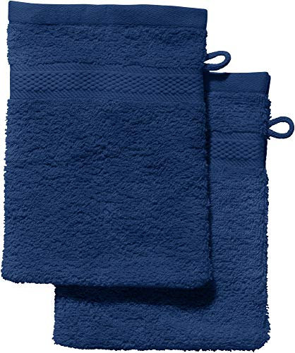 REDBEST Waschhandschuh 2er-Pack Chicago dunkelblau Größe 15x21 cm - saugstark, strapazierfähig, ideal für Reisen, Sport (weitere Farben)