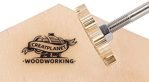 OLYCRAFT CREATPLANET Bois Marque de Fer 1.2 Marque de Fer Timbre Logo Personnalisé BBQ Chaleur Timbre avec Tête en Laiton et Poignée en Bois pour Gâteau Bois Cuir - Baril