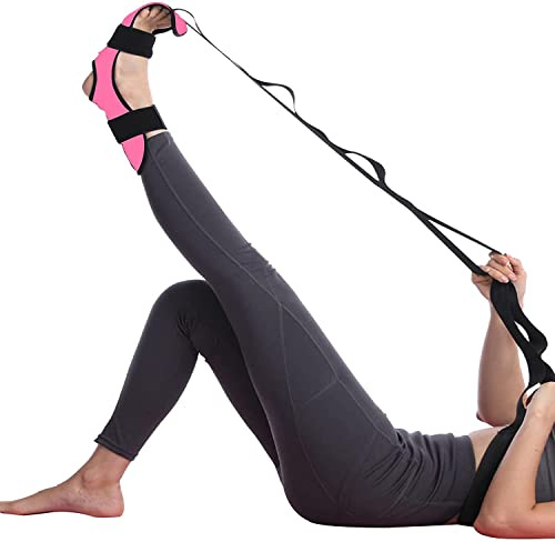 Nytlivet Yoga stretching rem, yoga-ligament stretchbälte, stretchband gymnastikbälte med slingor, yogabälte för benträning, fitness, dans, gymnastik (rosa)