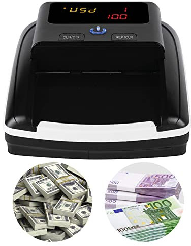 Bisofice Falschgeld-Detektor, tragbarer Geldzähler, automatische Erkennung von USD Euro durch UV/MG/IR/Bild/Papier/Qualität/Größe/Dicke, geeignet für kleine Geschäfte
