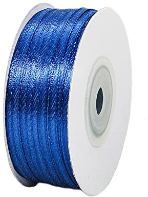 Mörkblått band, 3 mm för presenter, 91 m, satinband, marinblått hårband för kvinnor, ballongband, presentband, tjockt tygband för hantverk, jul, florister, bukett, bröllopskortege, tårtdekorationer