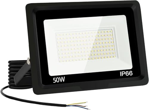 Faretto LED da Esterno 50W Faro LED da Esterno 5000LM Faretto da esterno 6000K Bianco Freddo Faretti Led Esterno IP66 Impermeabile Super Luminosa Faro led per Giardino, Cortile, Garage, Corridoio